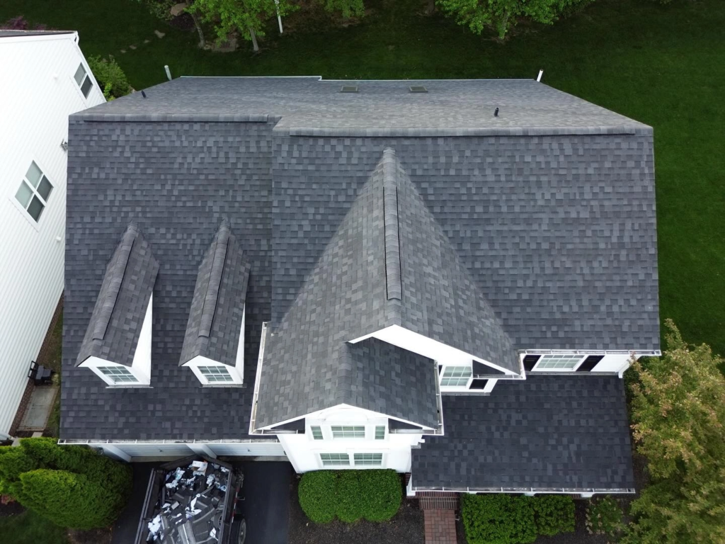 new-roof-reynoldsburg an aerial view of a new roof in reynoldsburg, ohio