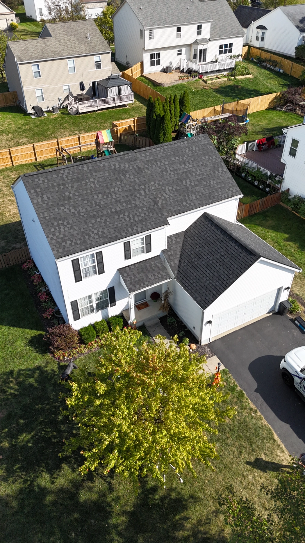 new-roof a drone view of a new roof