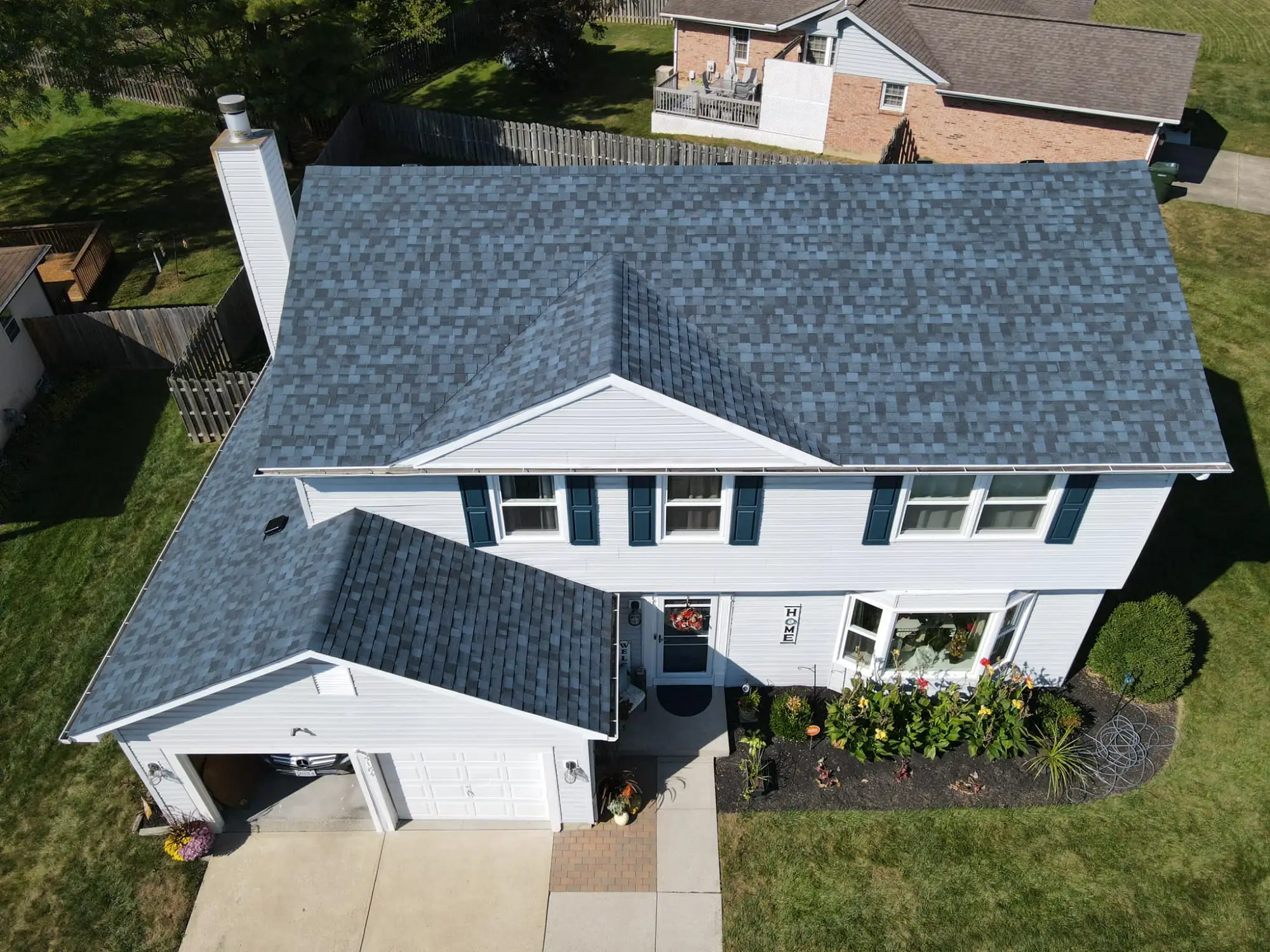 roof-replacement-columbus-00001 aerial view of new roof on home in columbus
