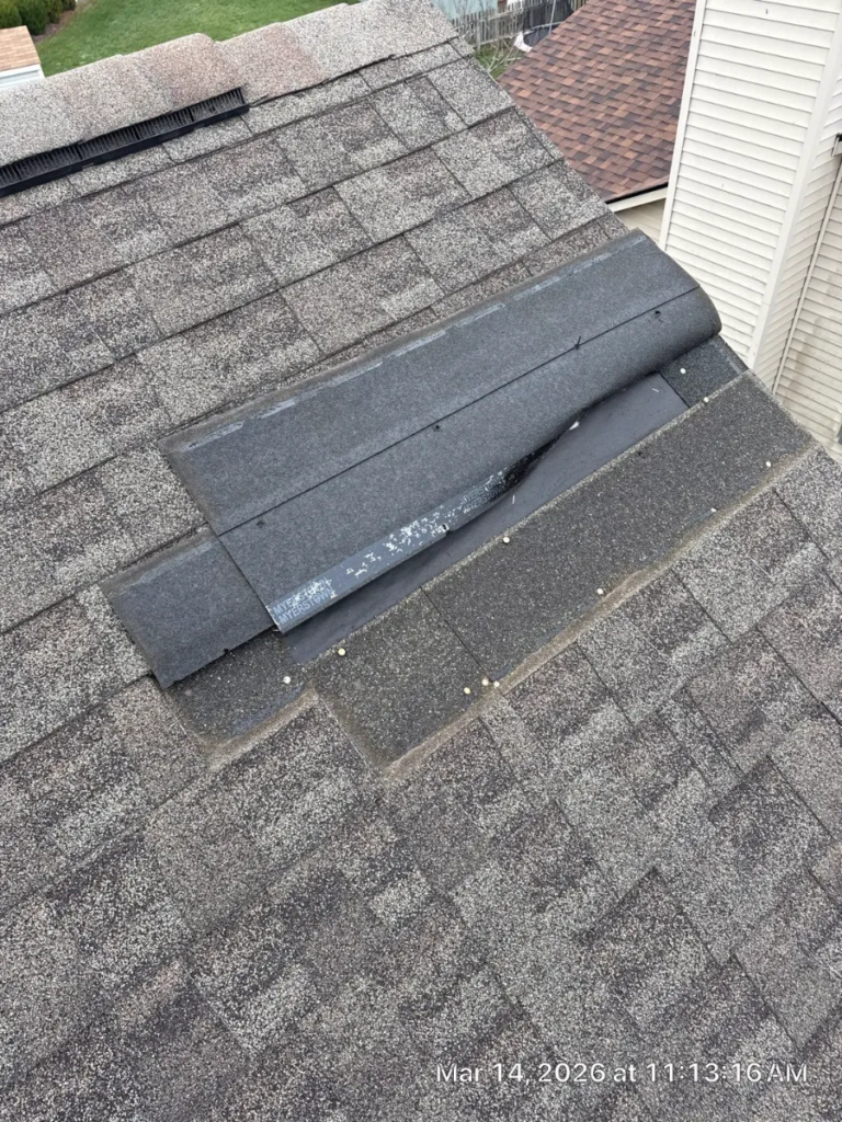 roof damage on top of home